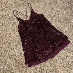 FREE PEOPLE - dark purple sequin slip dress